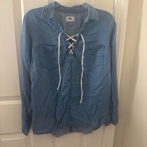 Women’s Blue Denim Lace-Up shirt